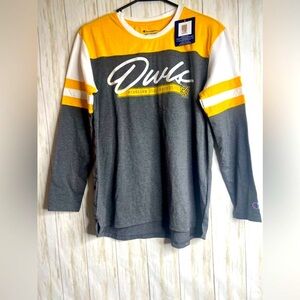Dukes University Women Gray & Yellow, and White Long Tee Shirt